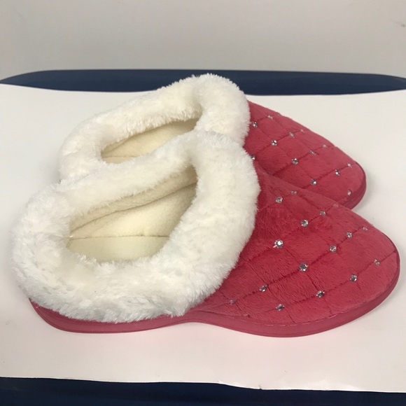 NWT AVON RHINESTONE DK PINK SLIPPERS SIZE S (5-6) - Picture 3 of 8